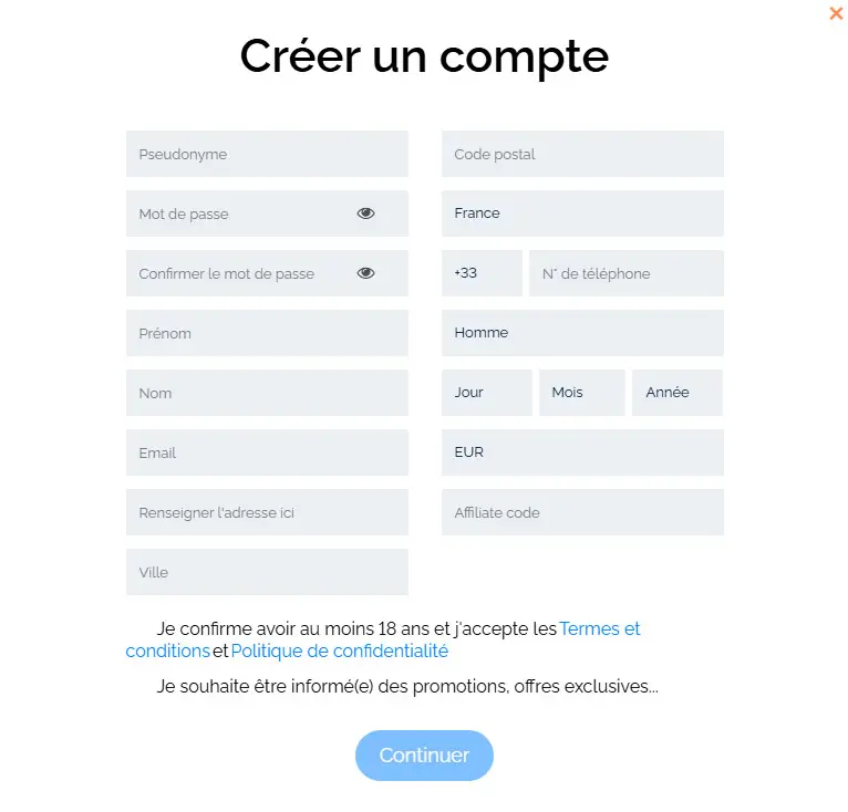 Processus d'inscription 4Kasino Casino