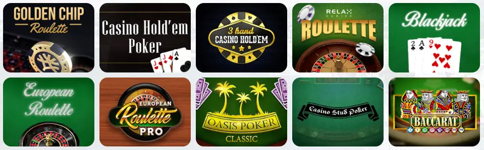 Jeux de table au 4Kasino Casino